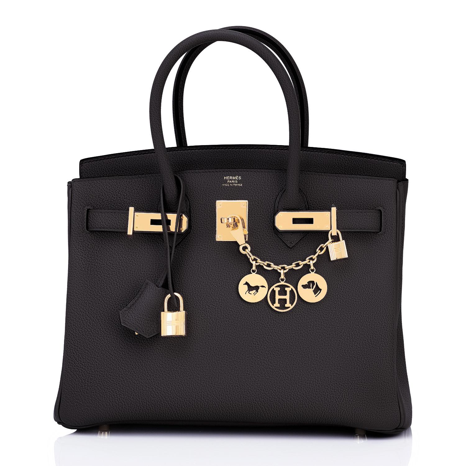 Women's or Men's Hermes Birkin 30cm Black Noir Gold Hardware Novillo Bag RARE NEW