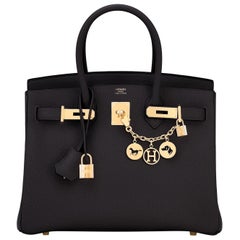 Hermes Birkin 30cm Black Noir Gold Hardware Novillo Bag RARE NEW