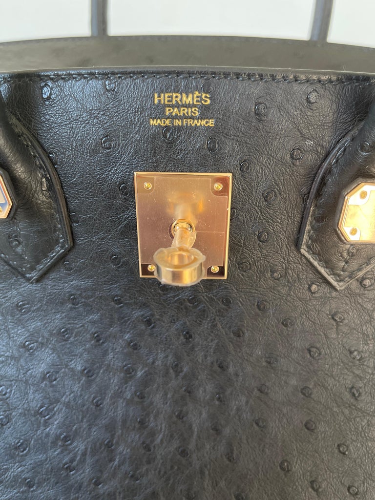 Hermes Birkin 30cm Bag Ostrich Leather Gray W/Gold Hardware $5255