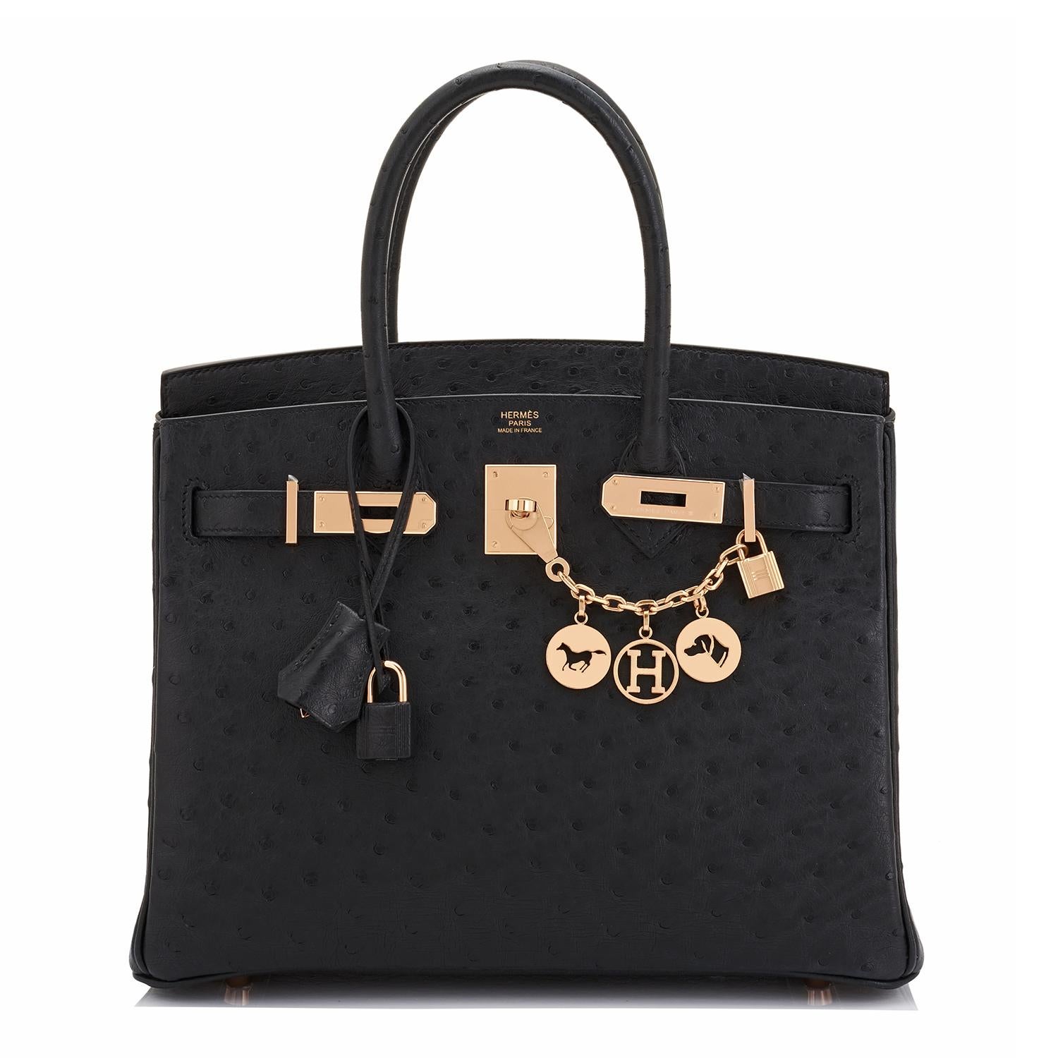 hermès noir 2021 ostrich birkin 30 30cm