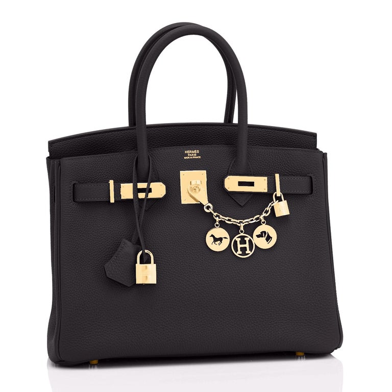 Women's or Men's Hermes Birkin 30cm Black Togo Gold Hardware Bag U Stamp, 2022 For Sale