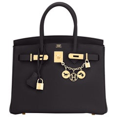Sac Hermès Birkin 30 cm noir Togo finitions métalliques dorées, estampillé U, 2022