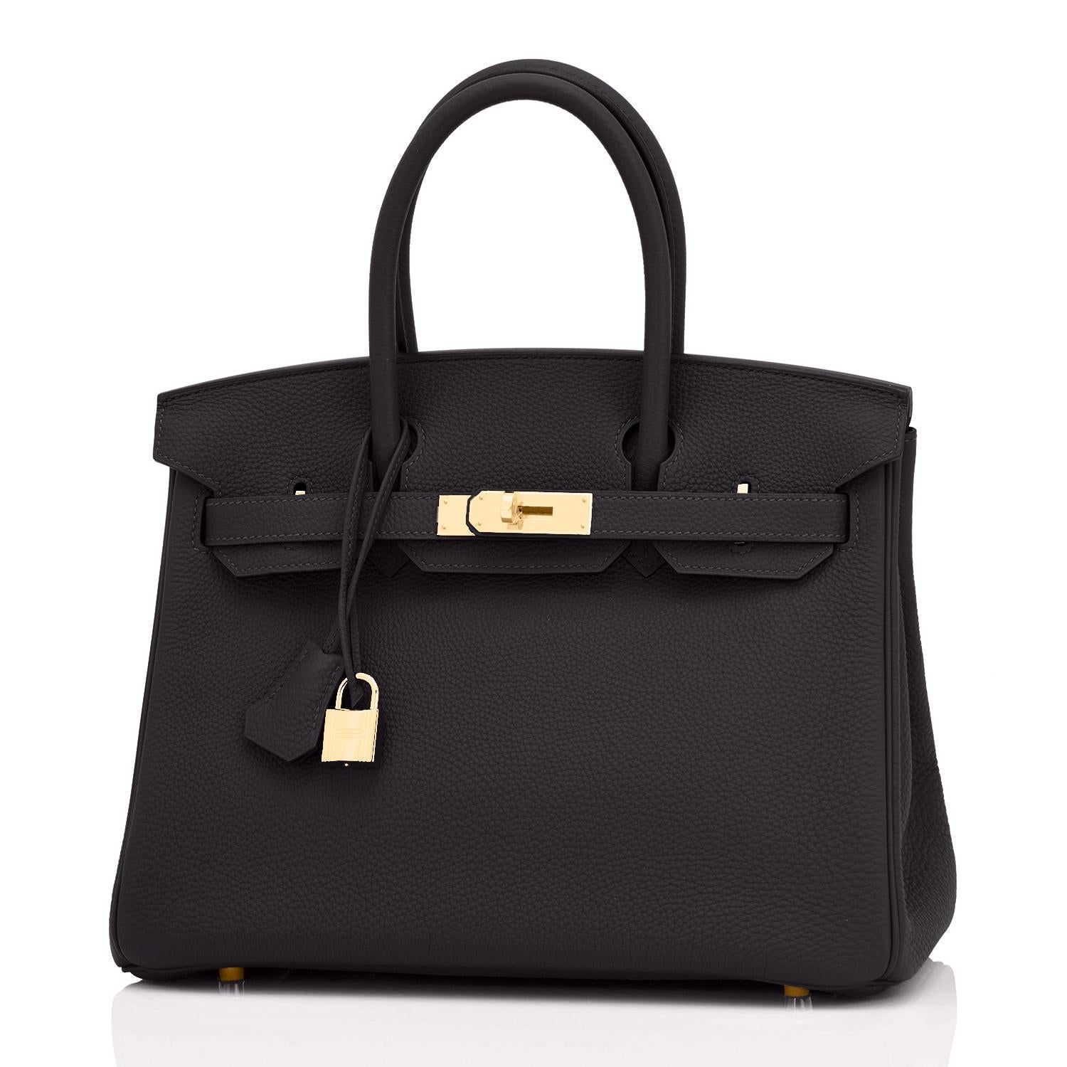 Women's or Men's Hermes Birkin 30cm Black Togo Gold Hardware Bag Y Stamp, 2020