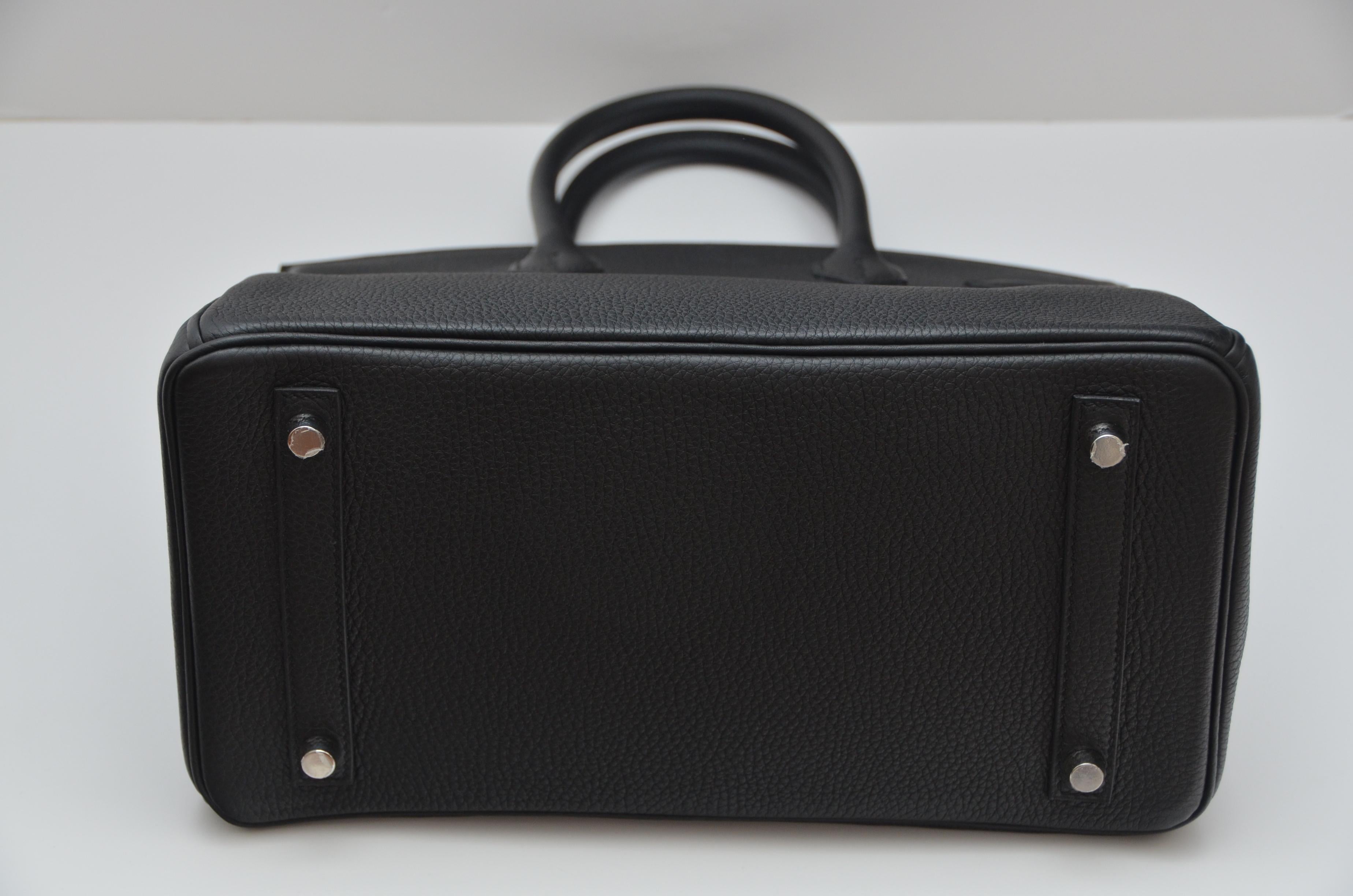 Hermes Birkin 30cm Black Togo Palladium Hardware Handbag  Mint  6