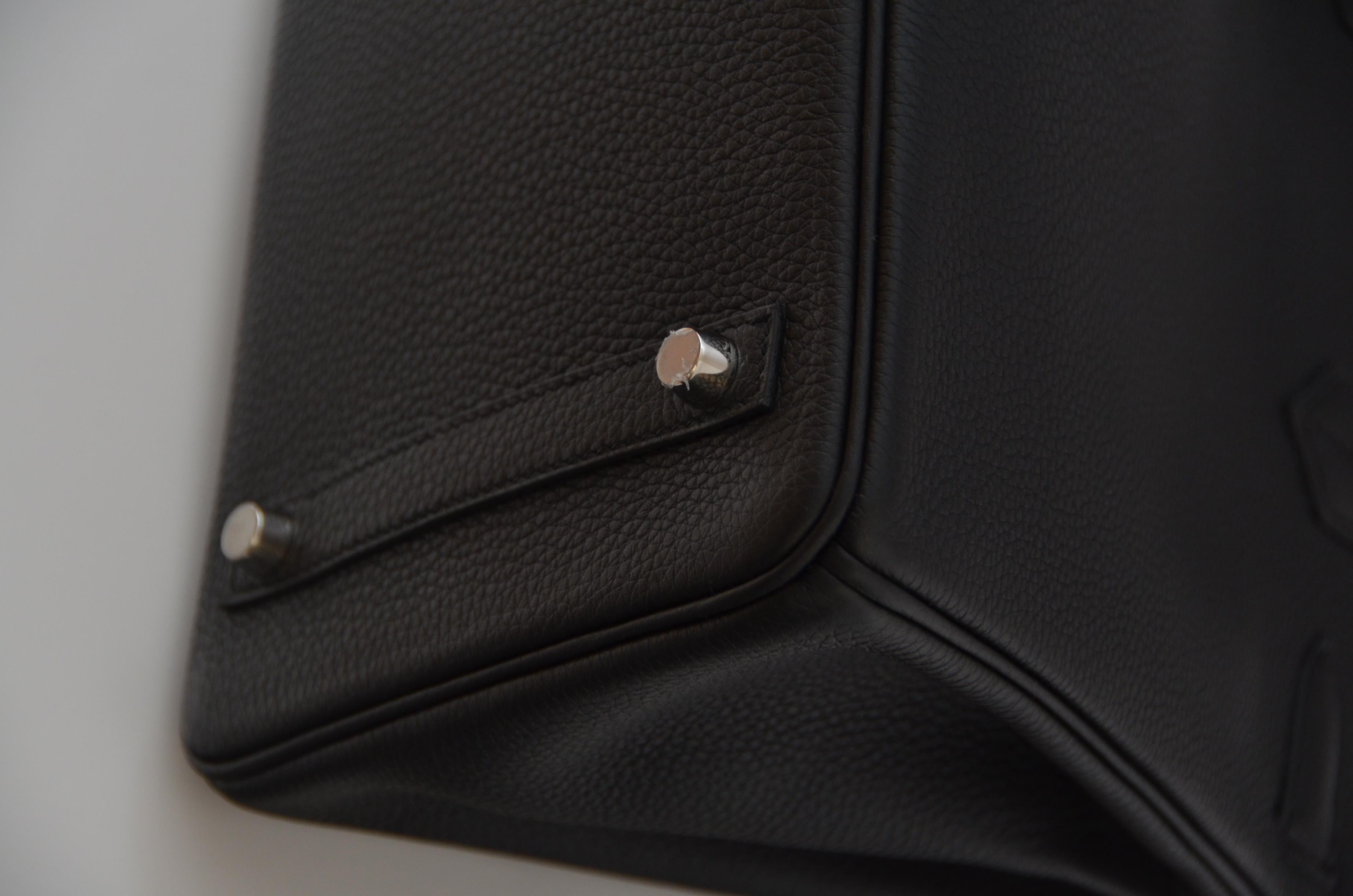 Hermes Birkin 30cm Black Togo Palladium Hardware Handbag  Mint  7