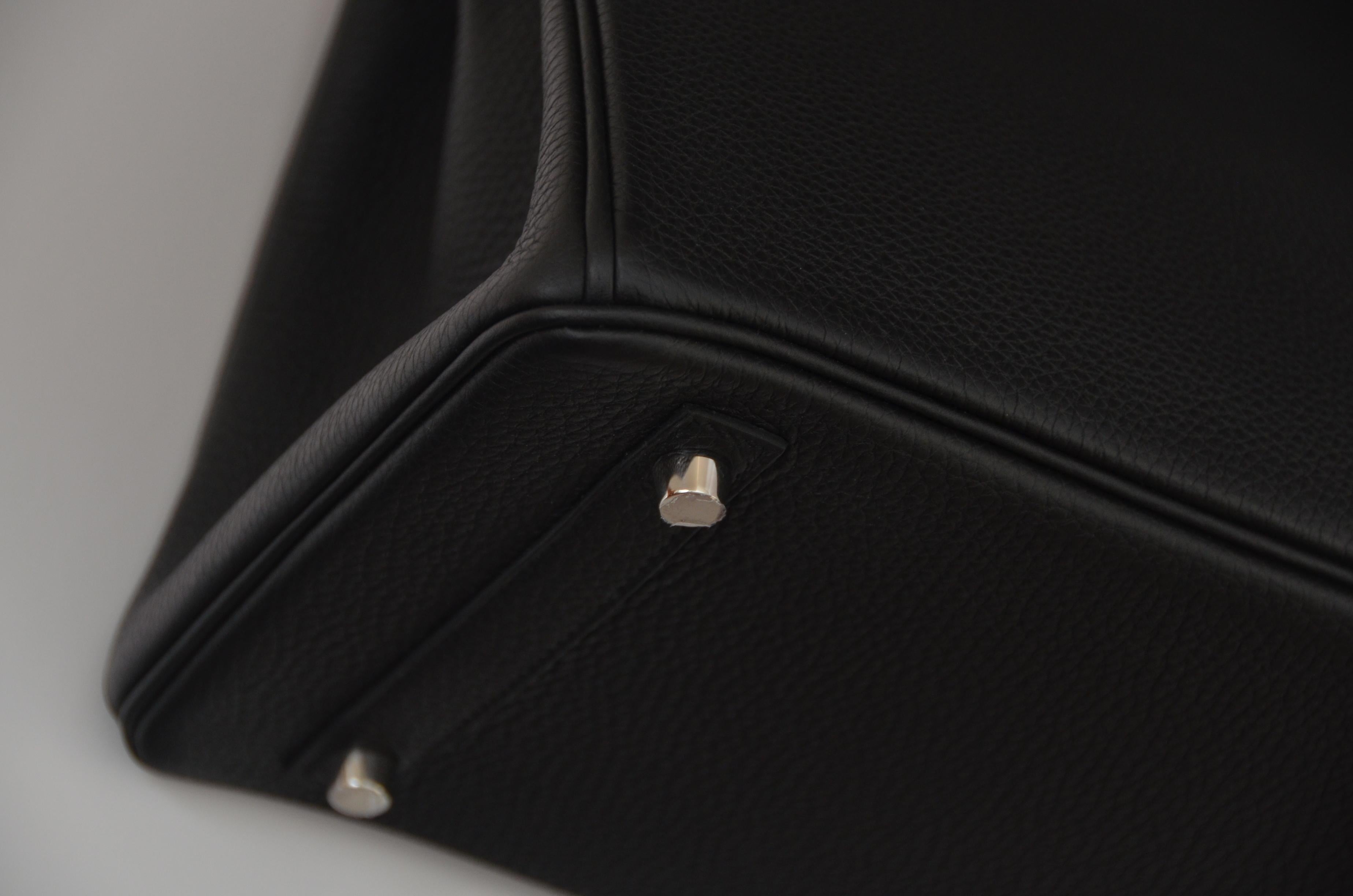 Hermes Birkin 30cm Black Togo Palladium Hardware Handbag  Mint  8