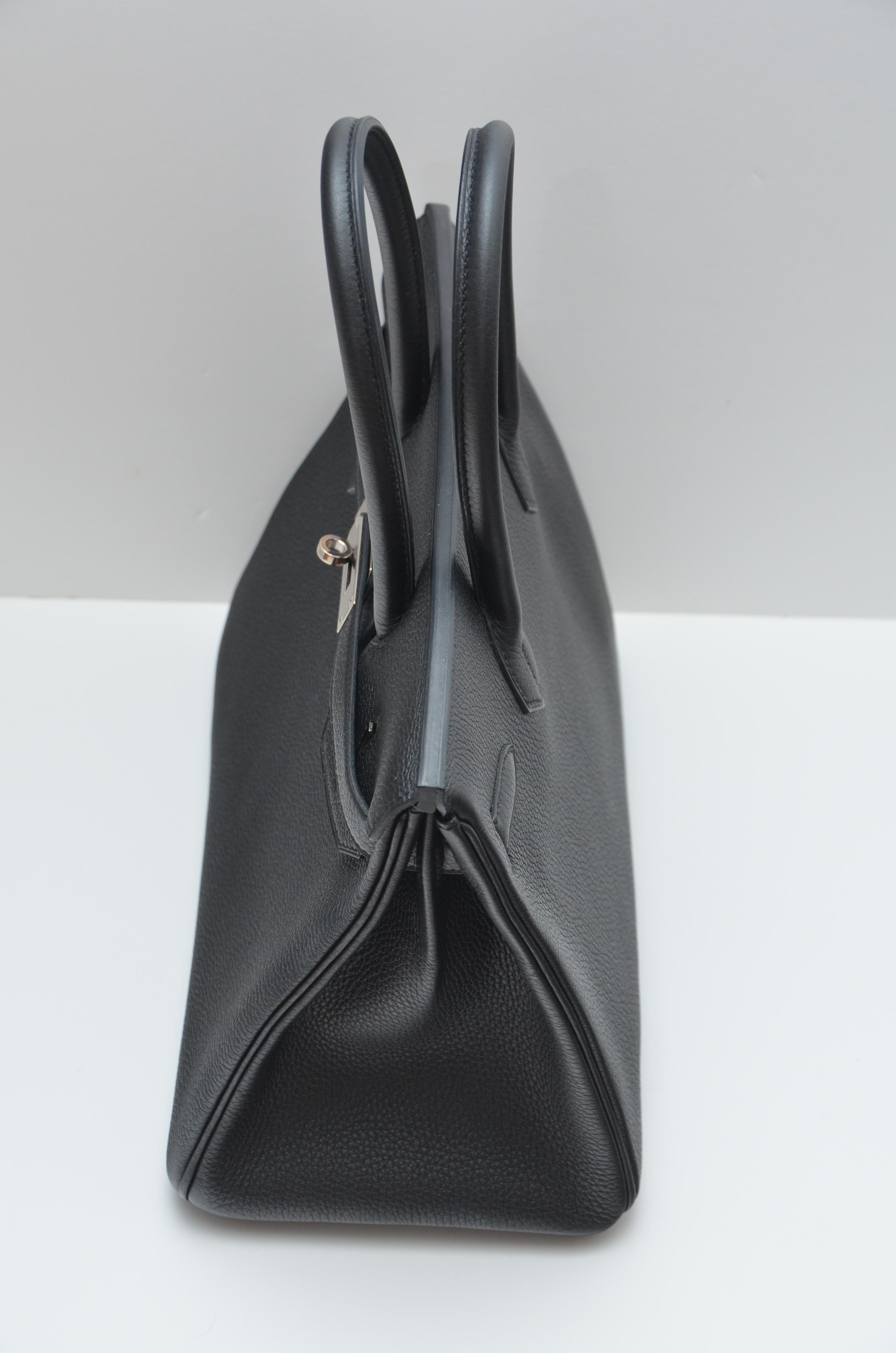 Women's or Men's Hermes Birkin 30cm Black Togo Palladium Hardware Handbag  Mint 