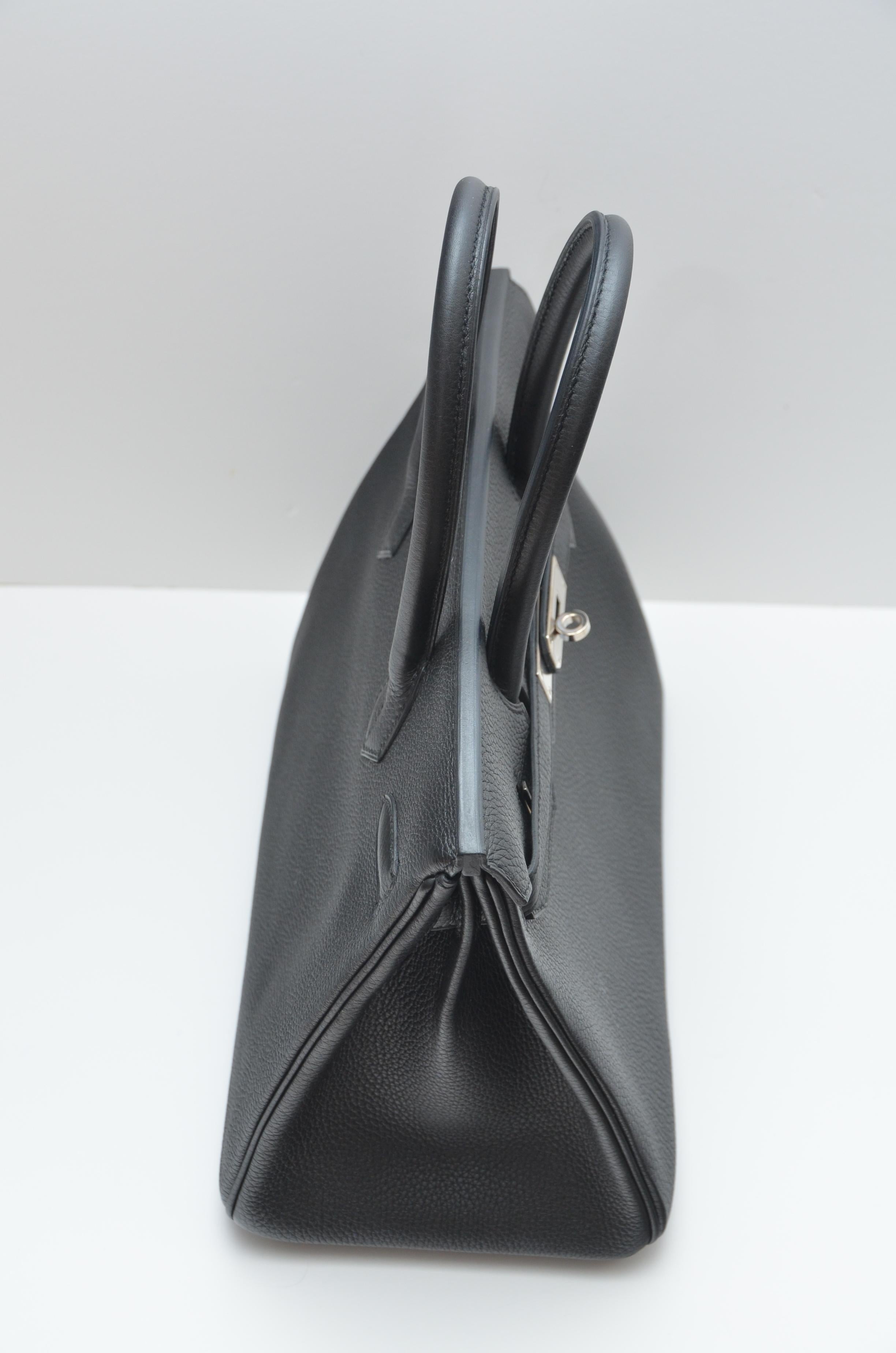 Hermes Birkin 30cm Black Togo Palladium Hardware Handbag  Mint  1