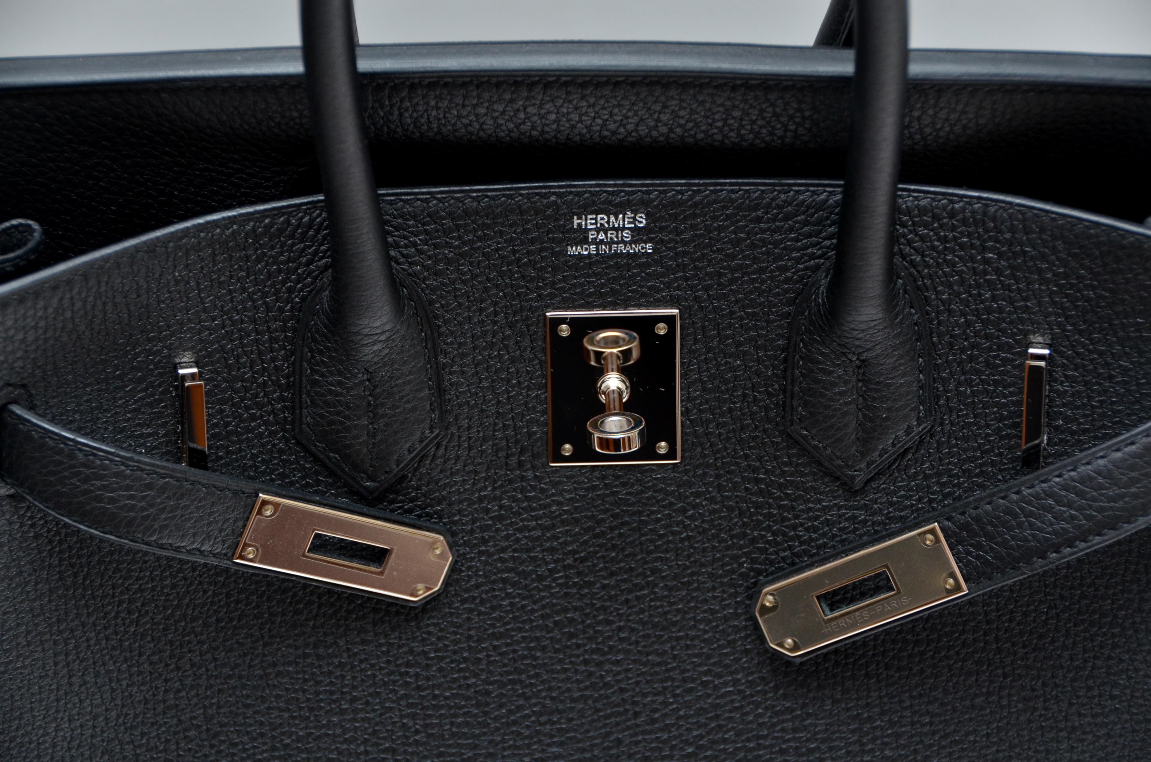 Hermes Birkin 30cm Black Togo Palladium Hardware Handbag  Mint  5