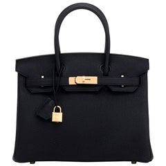 Hermes Birkin 30cm Schwarz Togo Rose Gold Hardware Tasche Y Stempel:: 2020