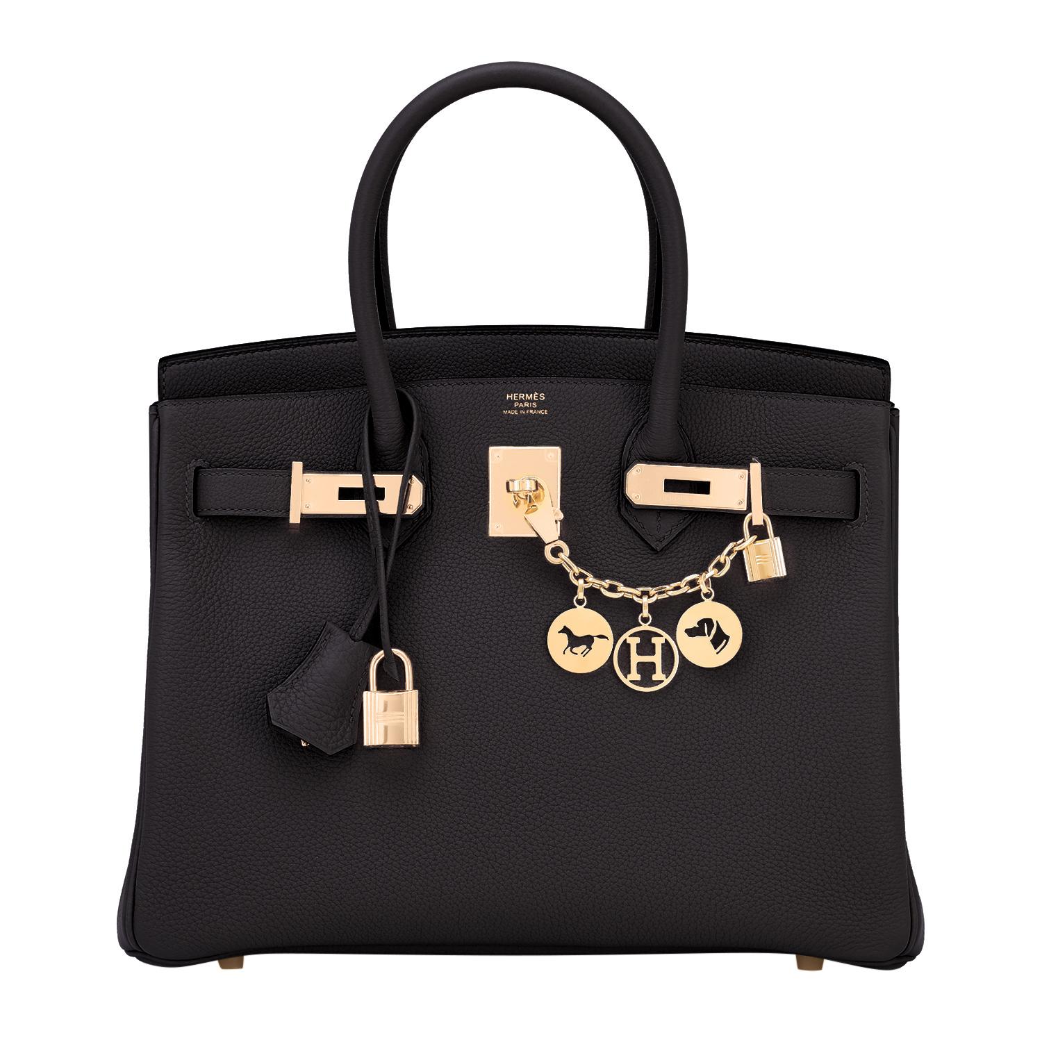 Hermes Rare Black Togo Leather 30cm Birkin Bag with Rose Gold