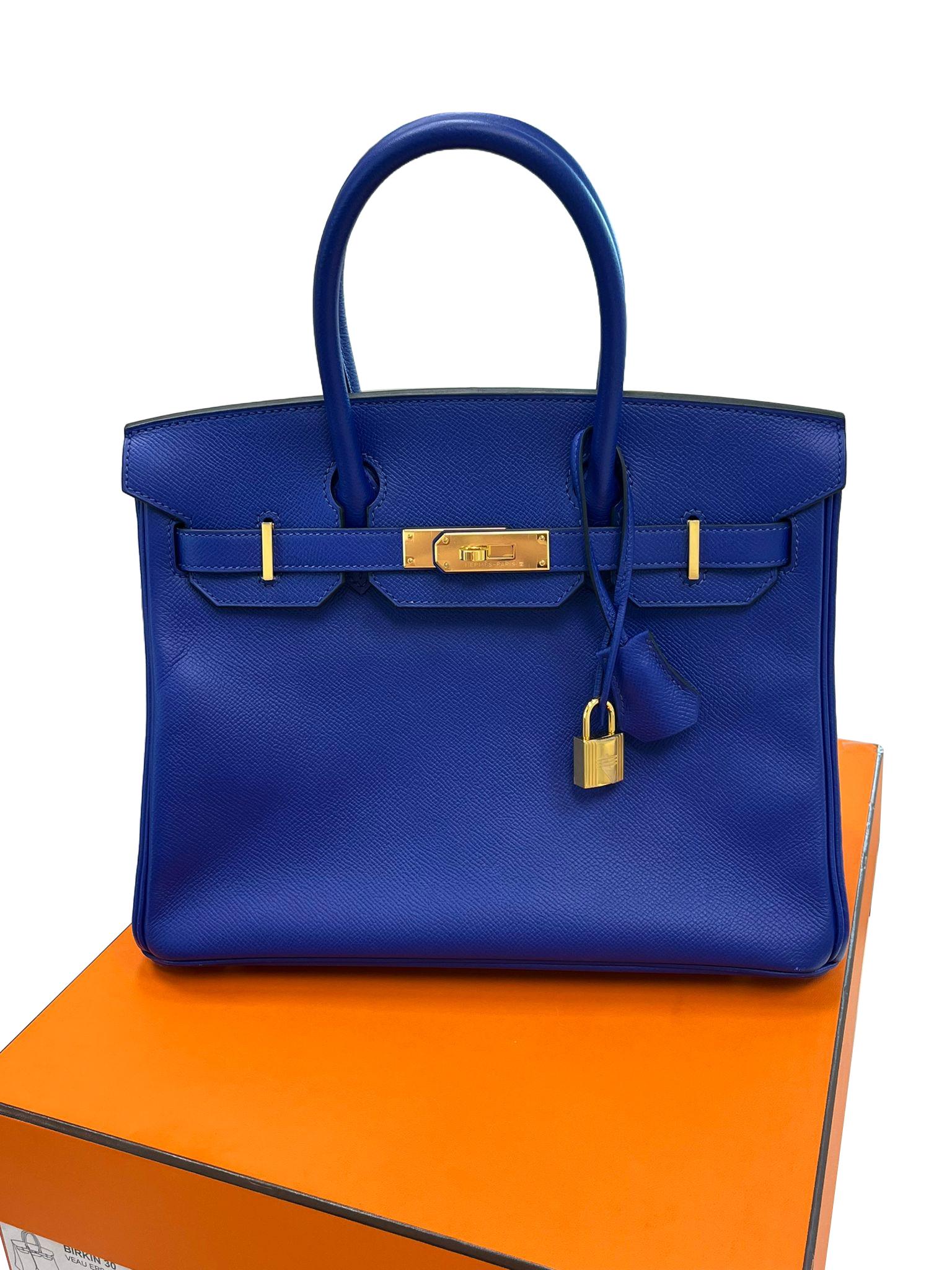 Hermes Birkin 30cm Bleu Electric Epsom Leather with Gold Hardware Bag 6