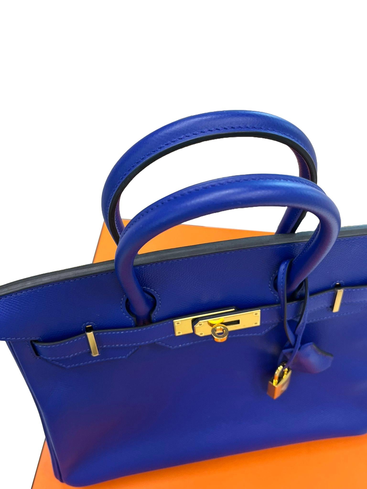 Hermes Birkin 30cm Bleu Electric Epsom Leather with Gold Hardware Bag 7