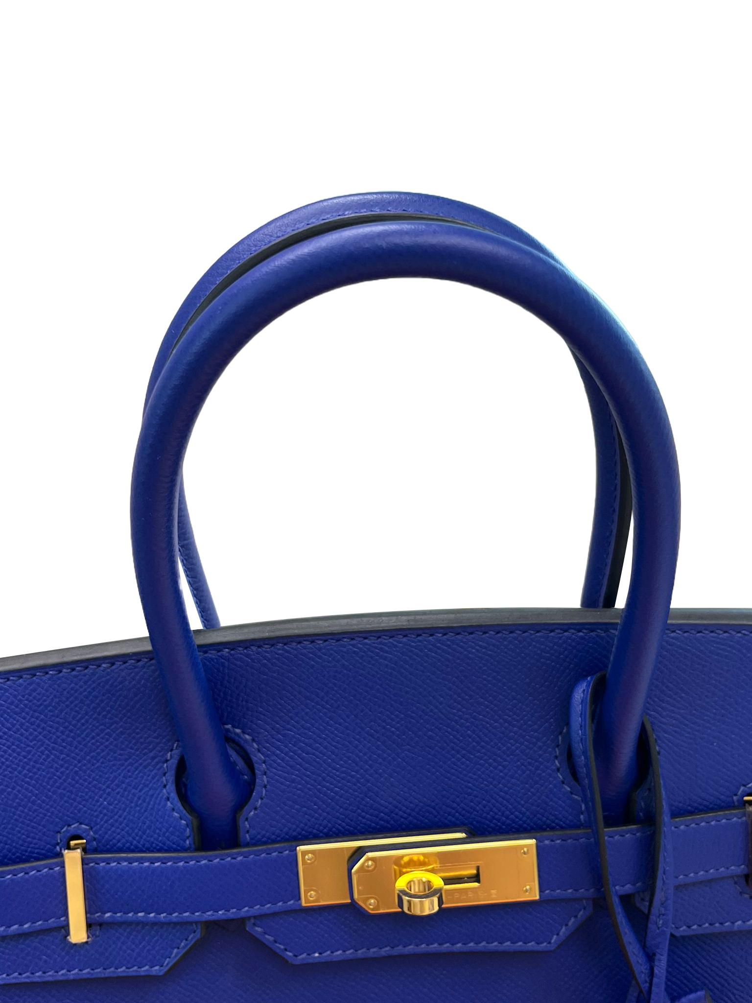 Hermes Birkin 30cm Bleu Electric Epsom Leather with Gold Hardware Bag 8
