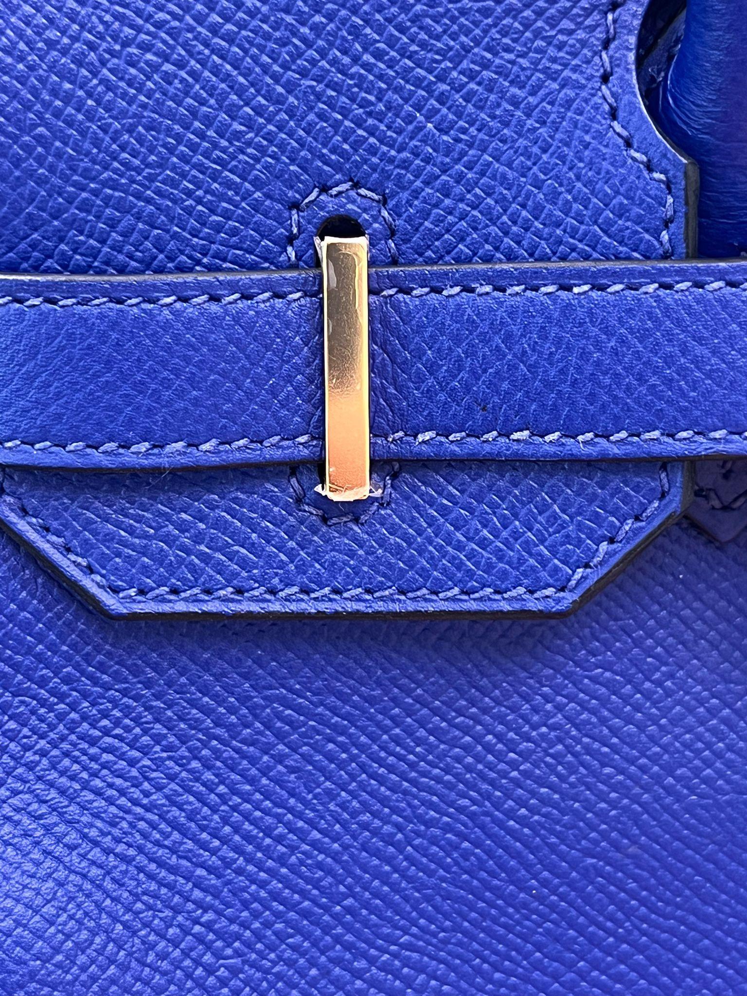 Hermes Birkin 30cm Bleu Electric Epsom Leather with Gold Hardware Bag 12