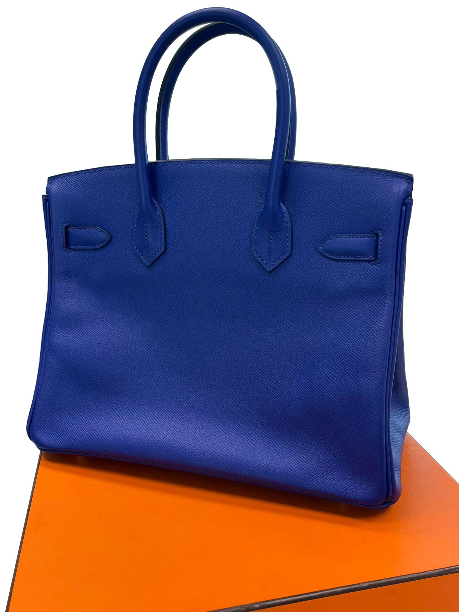 Hermes Birkin 30cm Bleu Electric Epsom Leather with Gold Hardware Bag 14
