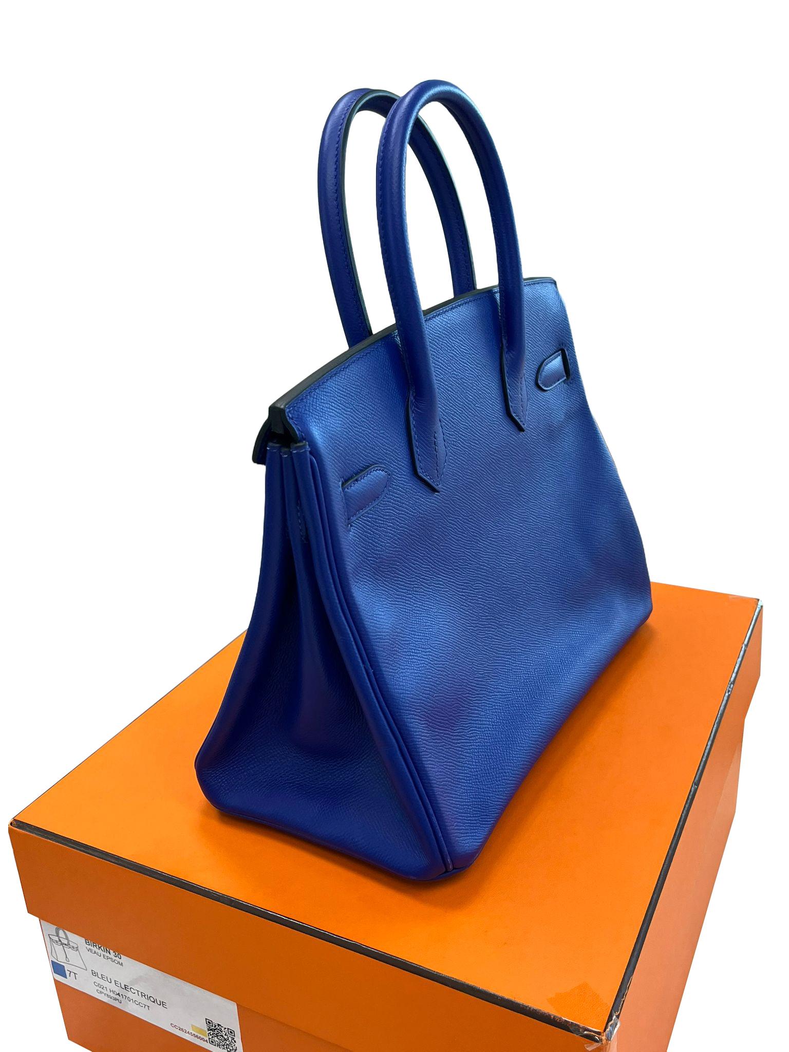 Hermes Birkin 30cm Bleu Electric Epsom Leather with Gold Hardware Bag 15
