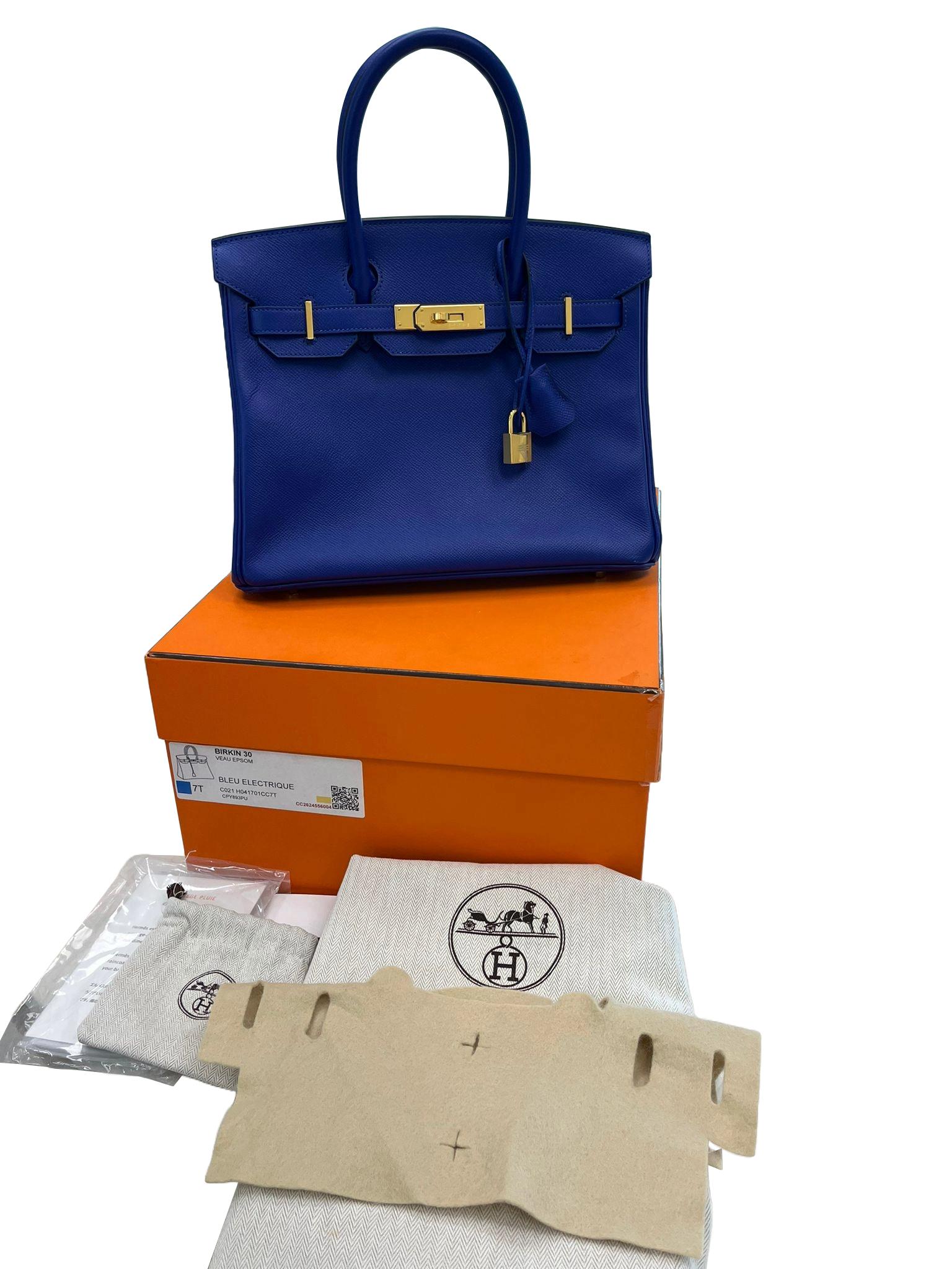 Hermes Birkin 30cm Bleu Electric Epsom Leather with Gold Hardware Bag 1