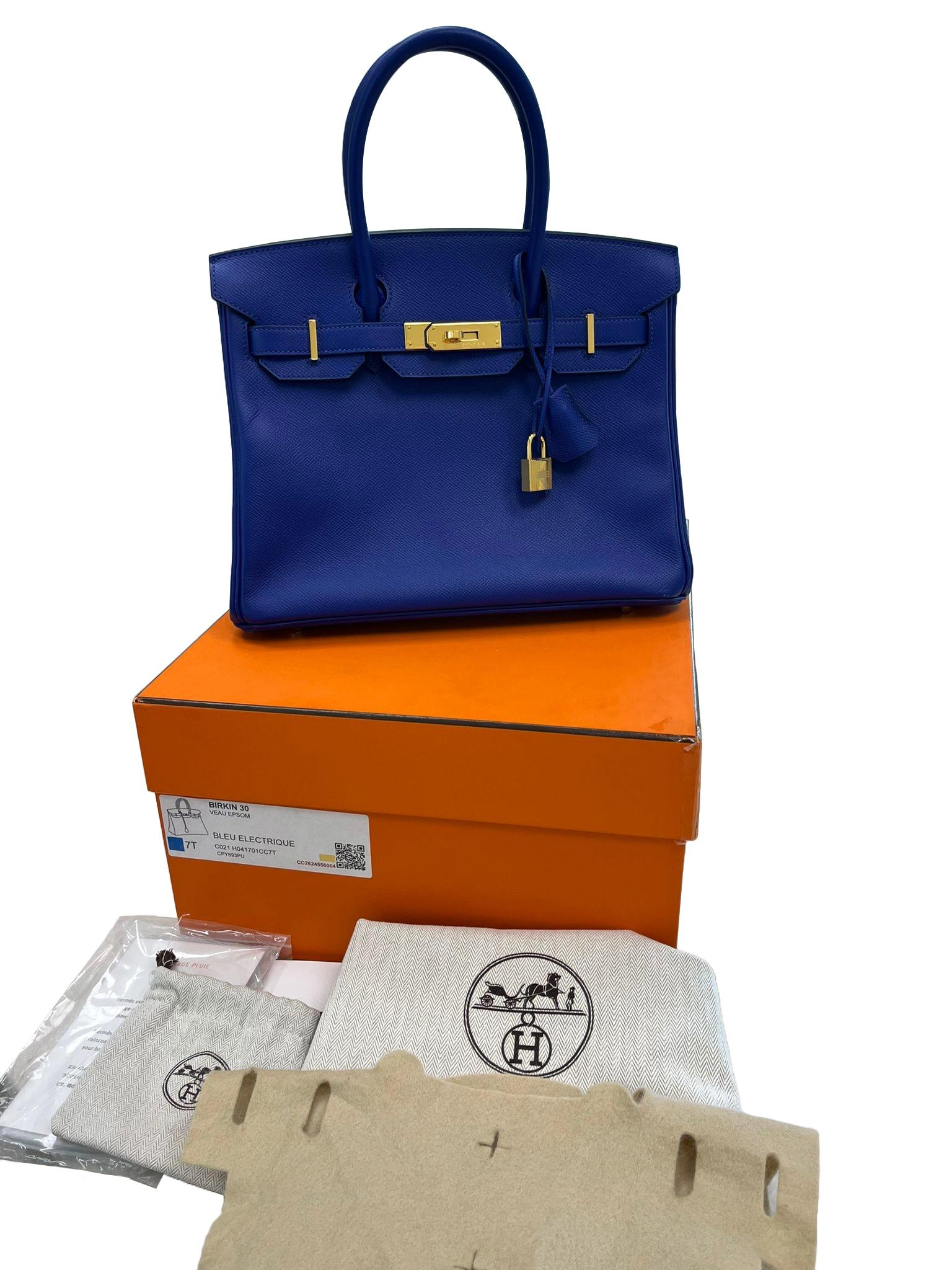 Hermes Birkin 30cm Bleu Electric Epsom Leather with Gold Hardware Bag 2