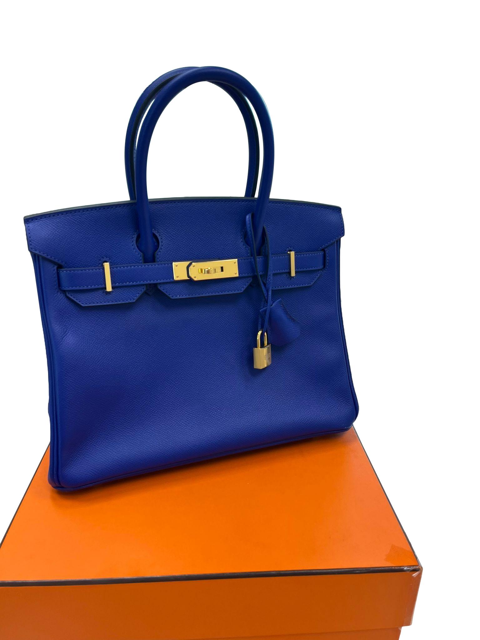 Hermes Birkin 30cm Bleu Electric Epsom Leather with Gold Hardware Bag 5
