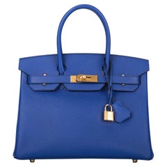 Hermes Birkin 30cm Bleu Electric Epsom Leather with Gold Hardware Bag