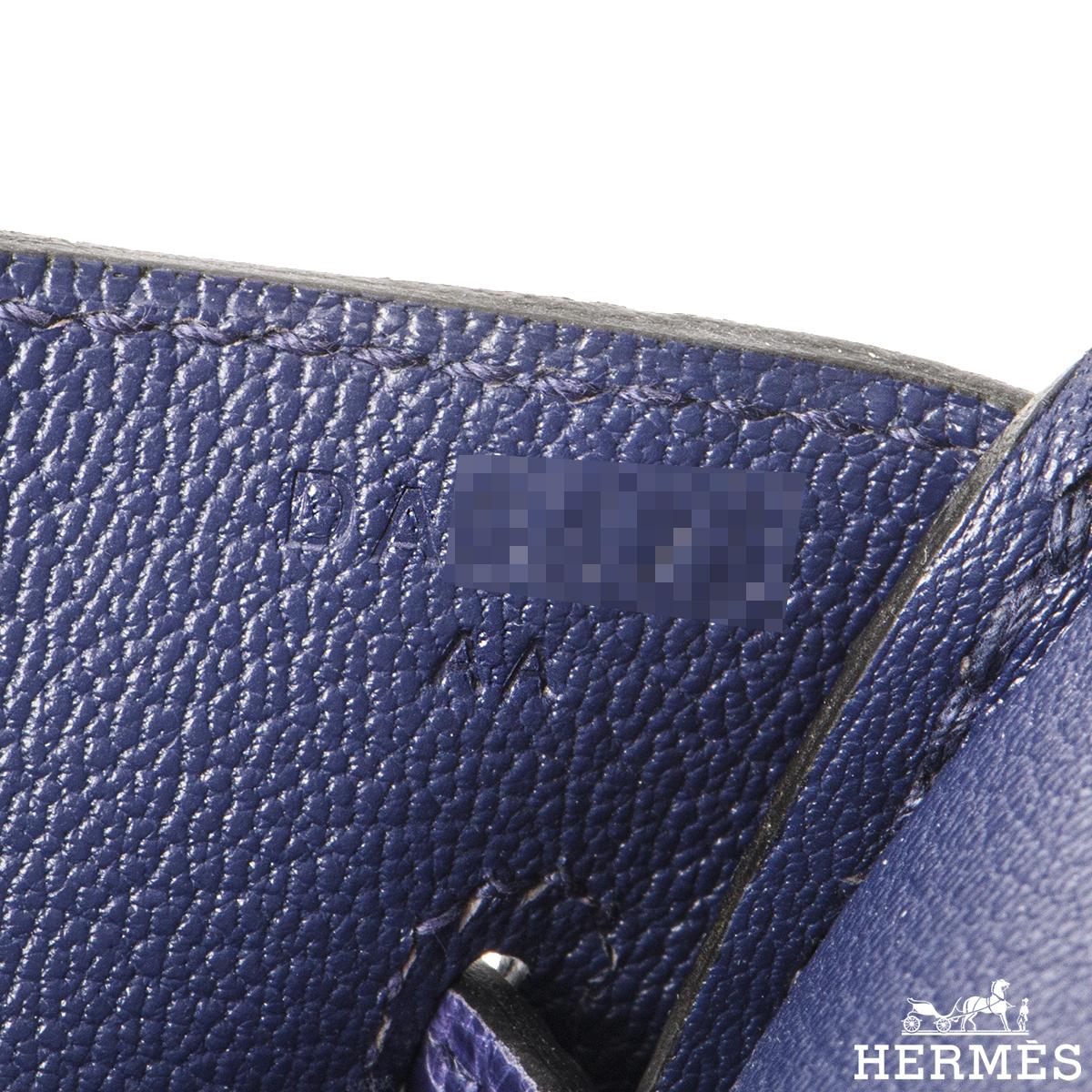 Hermès Birkin 30cm Bleu Encre Touch Veau Togo/Croco Nilo Lisse In Excellent Condition In London, GB