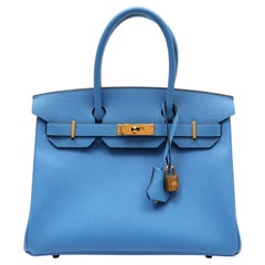 Hermès Birkin 30cm Bleu Paradis Epsom Leather w Gold Hardware