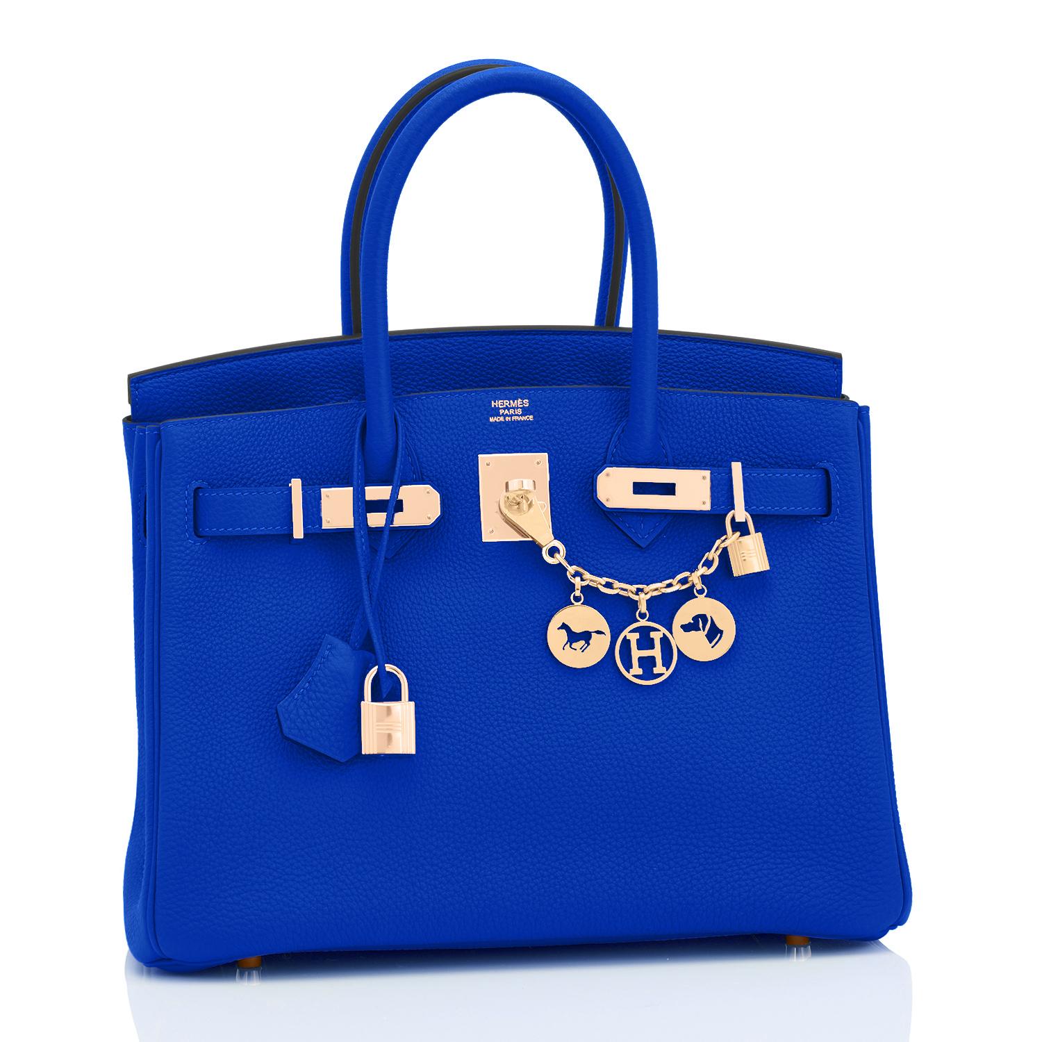 Hermes Birkin 30cm Bleu Royal Togo Blue Gold Bag U Stamp, 2022
Bleu Royal is the much anticipated new blue hue from Hermes, and it does not disappoint!
Just picked up from Hermes store; bag bears new 2022 interior U Stamp!
Brand New in Box. Store