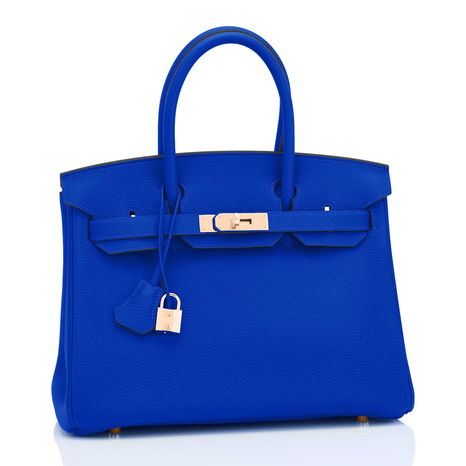 Women's Hermes Birkin 30cm Bleu Royal Togo Blue Gold Bag U Stamp, 2022