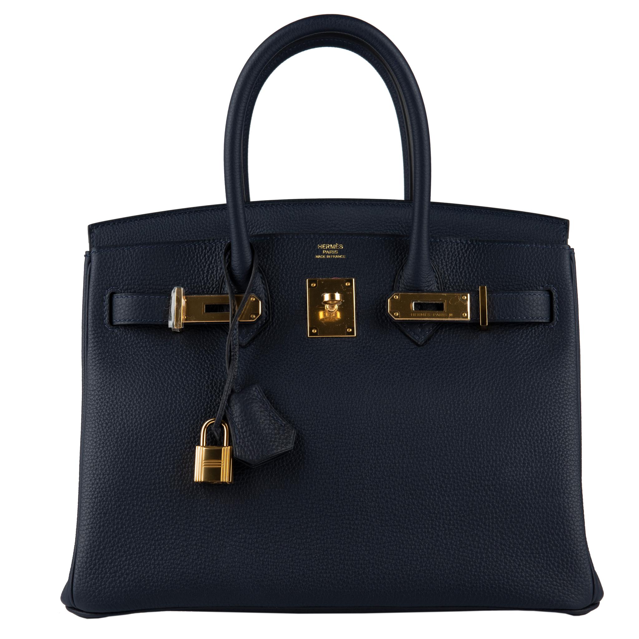 Women's or Men's Hermès Birkin 30cm Blue Nuit Togo Leather Gold Hardware