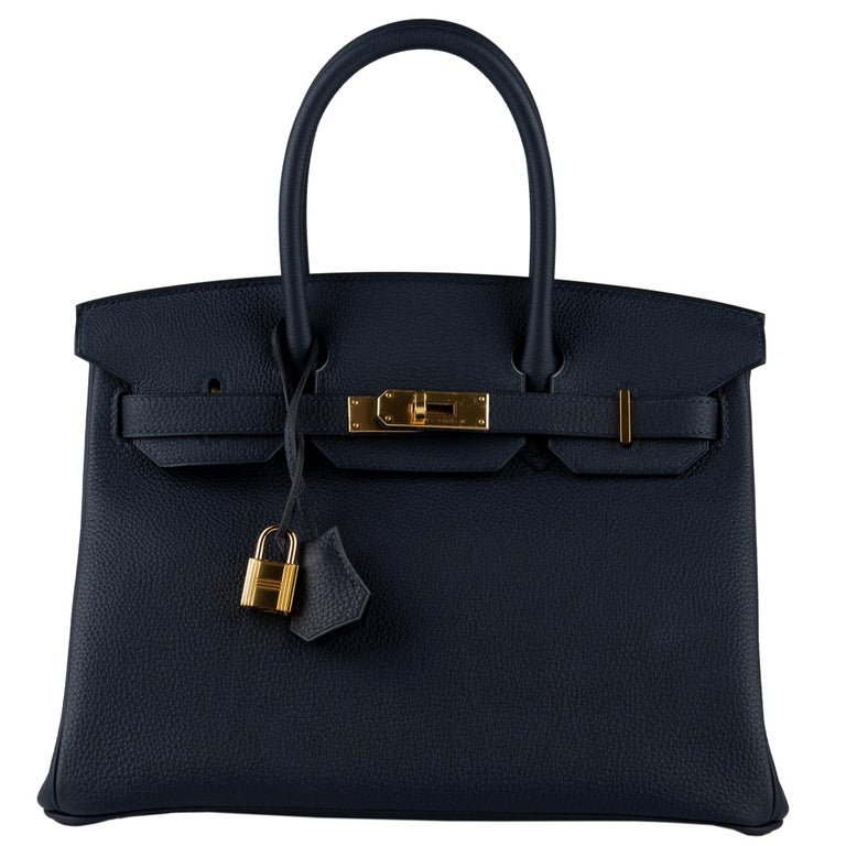 Hermès Birkin 30cm Blue Nuit Togo Leather Gold Hardware at 1stDibs