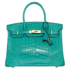 Hermès Birkin 30cm Blue Paon Matte Alligator Palladium Hardware