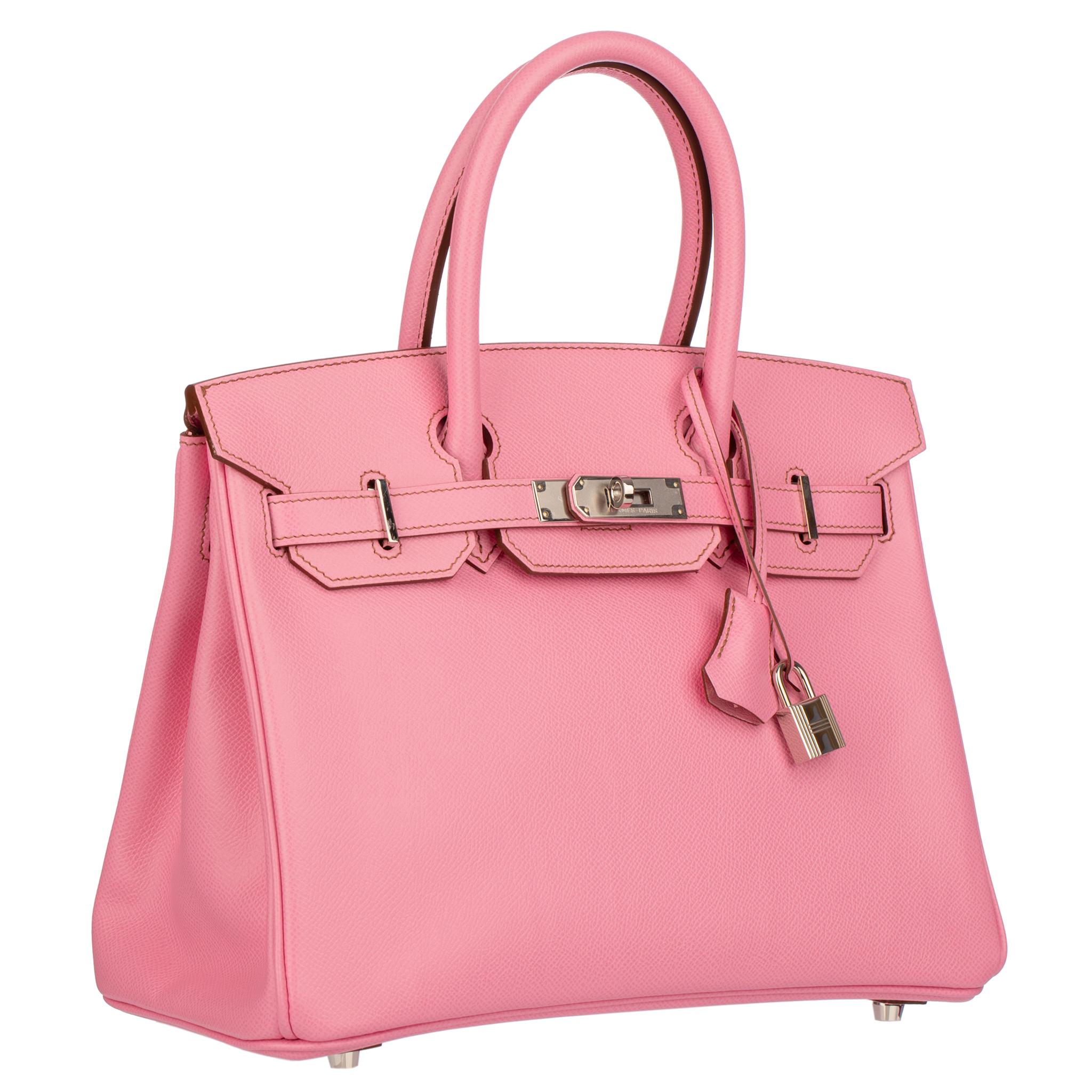 The Hermes Birkin 30cm in Bubblegum Epsom Leather with Palladium Hardware is a vibrant and captivating symbol of luxury and sophistication.

Crafted meticulously by Hermes artisans, this iconic bag boasts the stunning Bubblegum Epsom Leather,