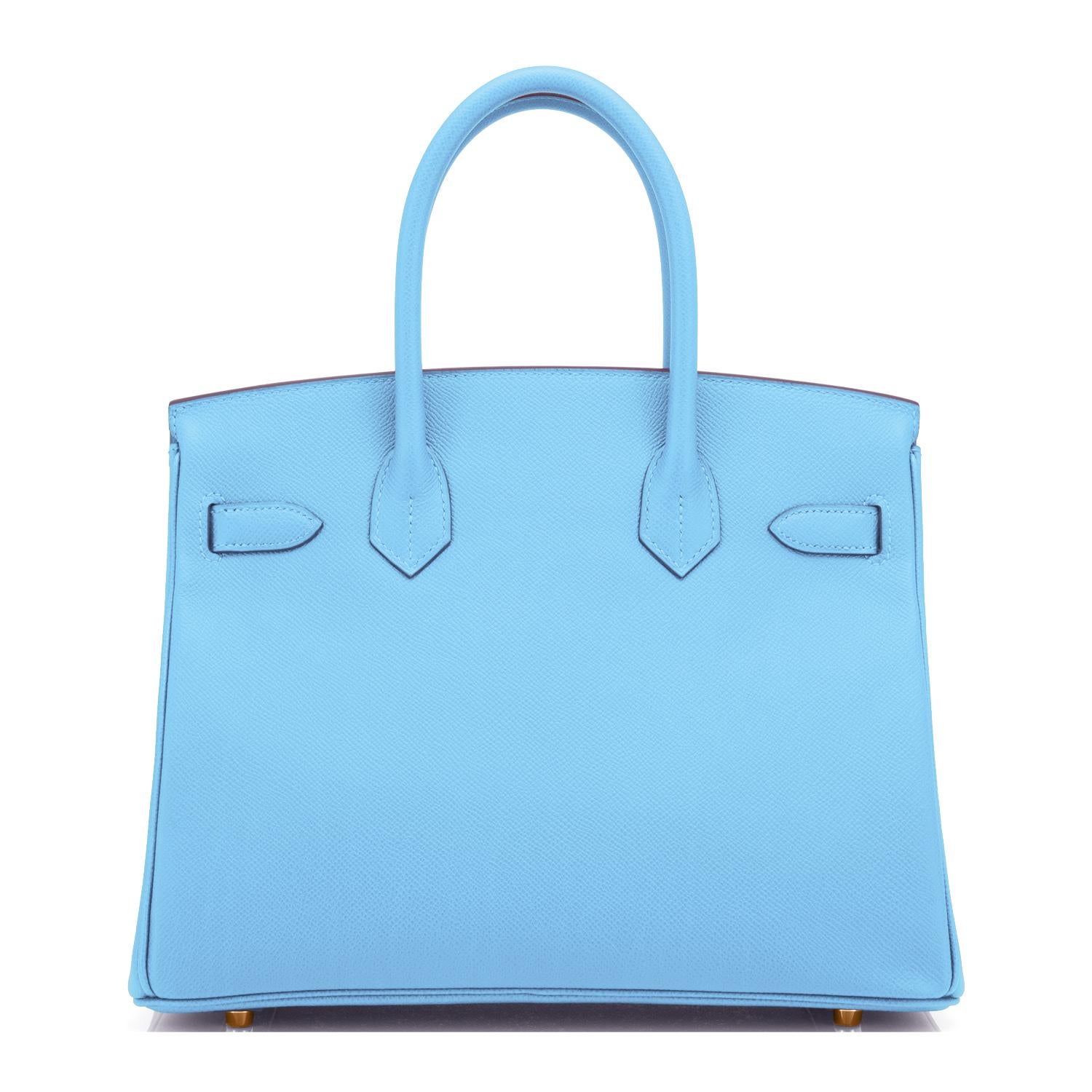 Women's Hermes Birkin 30cm Celeste Birkin Sky Blue Epsom Gold Hardware Bag NEW IN BOX