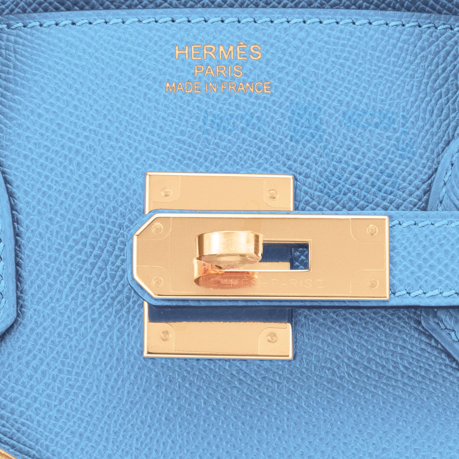 Hermes Birkin 30cm Celeste Birkin Sky Blue Epsom Gold Hardware Bag U Stamp, 2022 3