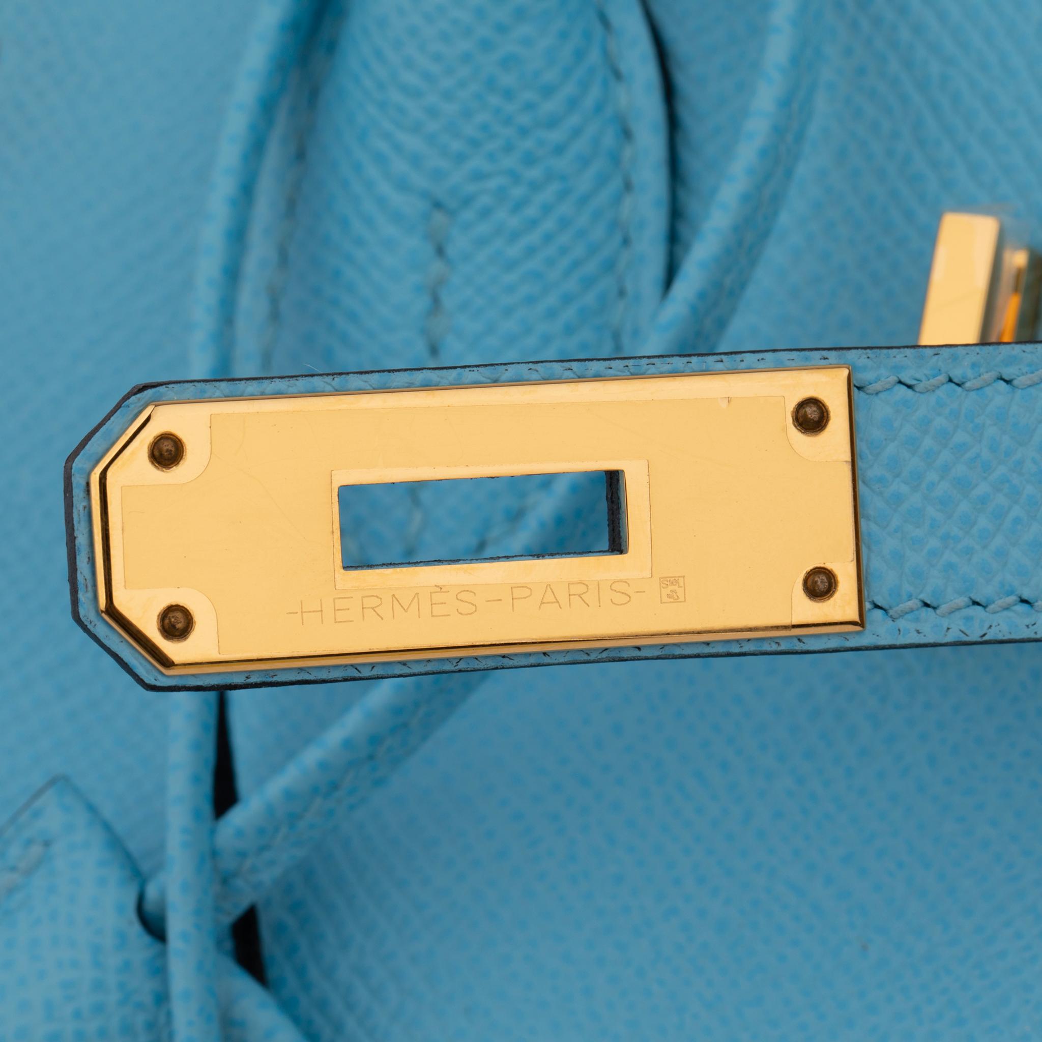 Hermes Birkin 30cm Celeste Epsom Leather Gold Hardware For Sale 12