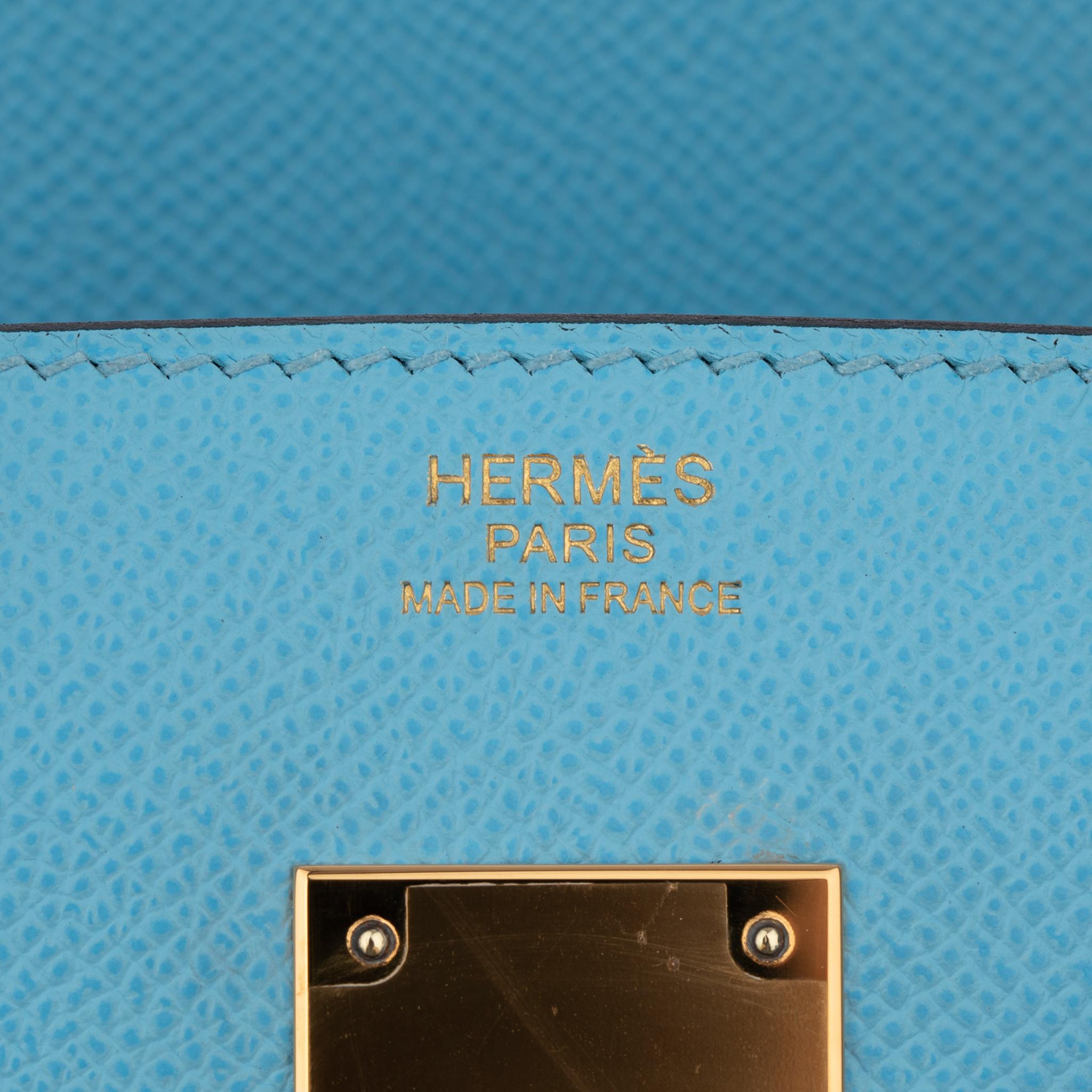 Hermes Birkin 30cm Celeste Epsom Leather Gold Hardware For Sale 13