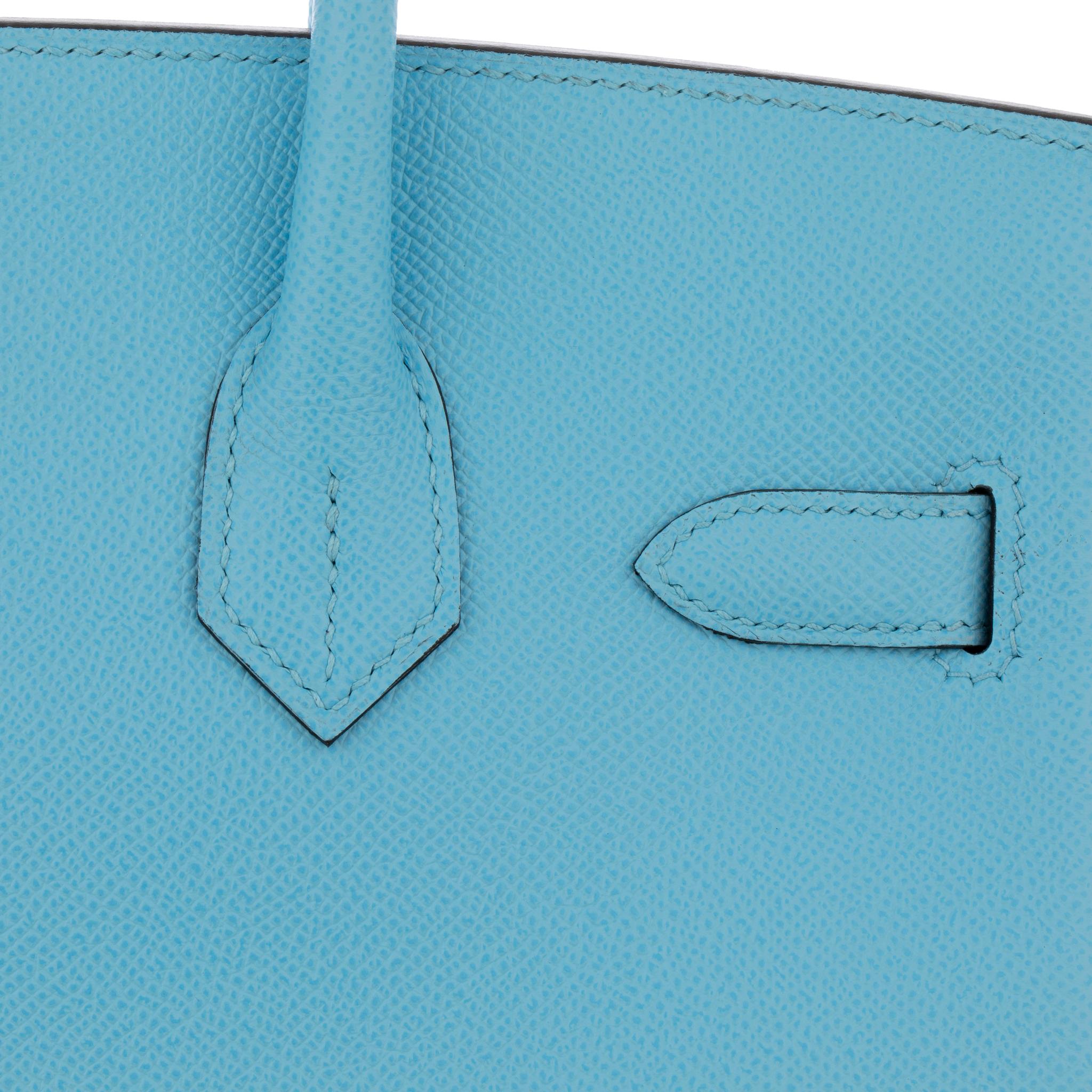 Blue Hermes Birkin 30cm Celeste Epsom Leather Gold Hardware For Sale