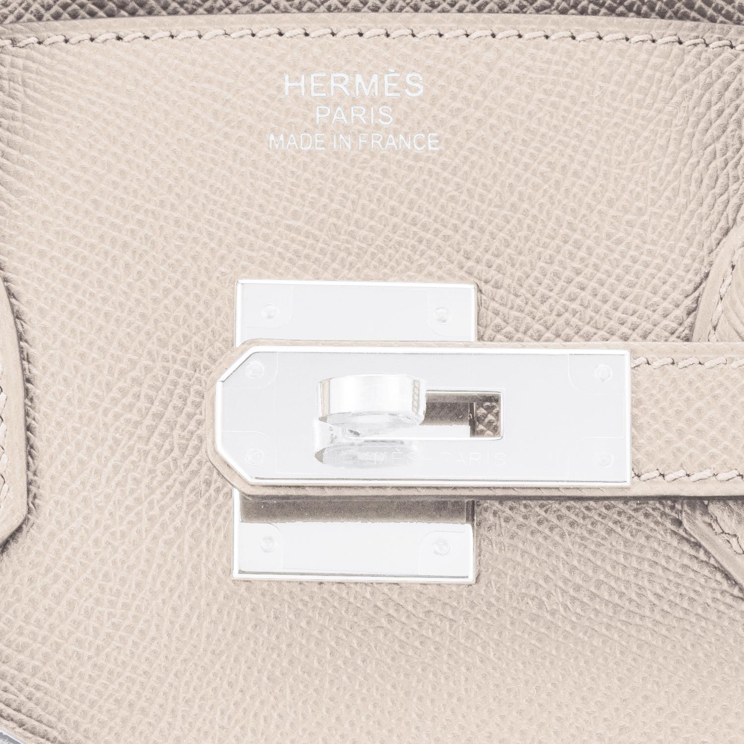 Hermès - Sac Birkin 30 Craie en cuir Epsom blanc cassé avec finitions métalliques en palladium, 2022 en vente 6