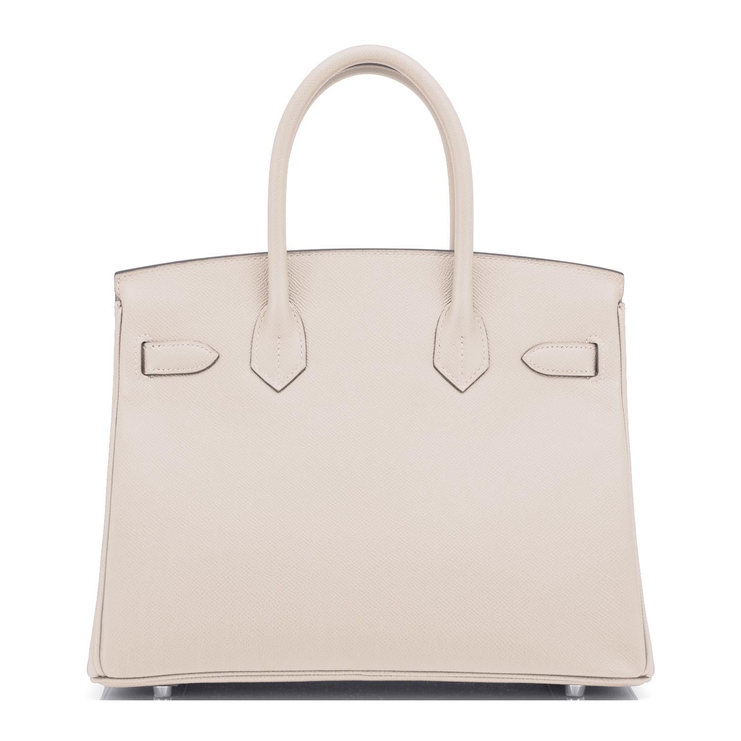 Hermès - Sac Birkin 30 Craie en cuir Epsom blanc cassé avec finitions métalliques en palladium, 2022 en vente 1