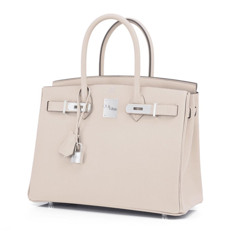 Hermes Craie Off White Epsom GHW Birkin 30 Handbag Bag Kelly