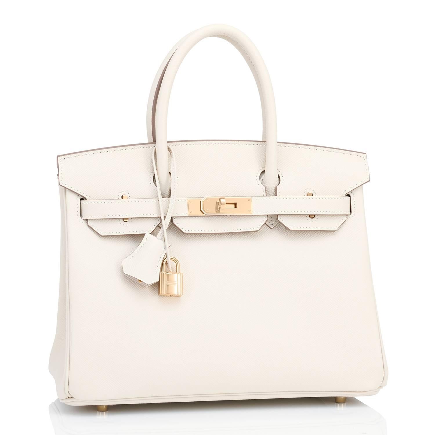 Hermes Craie 30cm Birkin Epsom Gold Hardware Off White 
New or Never Used. Pristine Condition (with plastic on hardware)
Perfect gift! Comes in full set with lock, keys, clochette, sleeper, raincoat, and Hermes box.
Stunning Craie is the