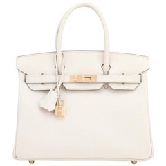 Hermes Birkin 30cm Craie Off White Epsom Gold Hardware NEW