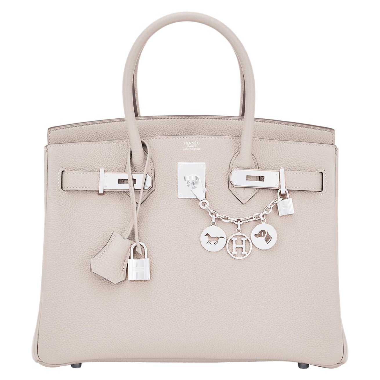 Hermes Birkin 30cm Craie Off White Togo Palladium Hardware Z Stamp, 2021