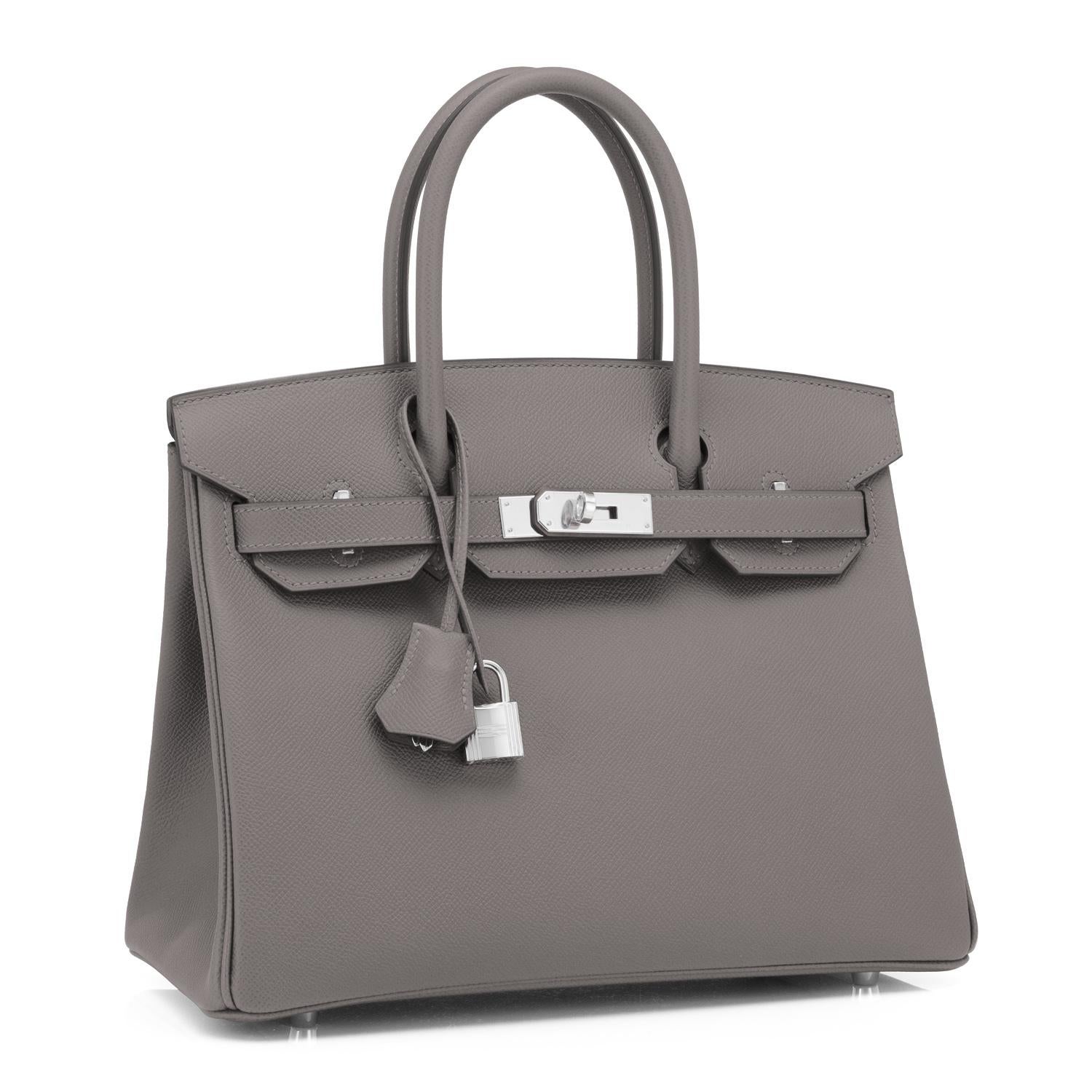 Hermes Birkin 30cm Etain Tin Grey Epsom Palladium Hardware Y Stamp, 2020
Just purchased from Hermes store; bag bears new interior 2020 Y Stamp
Brand New in Box. Store Fresh. Pristine Condition (with plastic on hardware)
Perfect gift! Comes full set