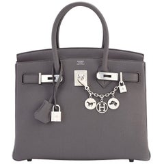 Hermès - Sac Birkin 30 cm gris étain et palladium:: NEUF