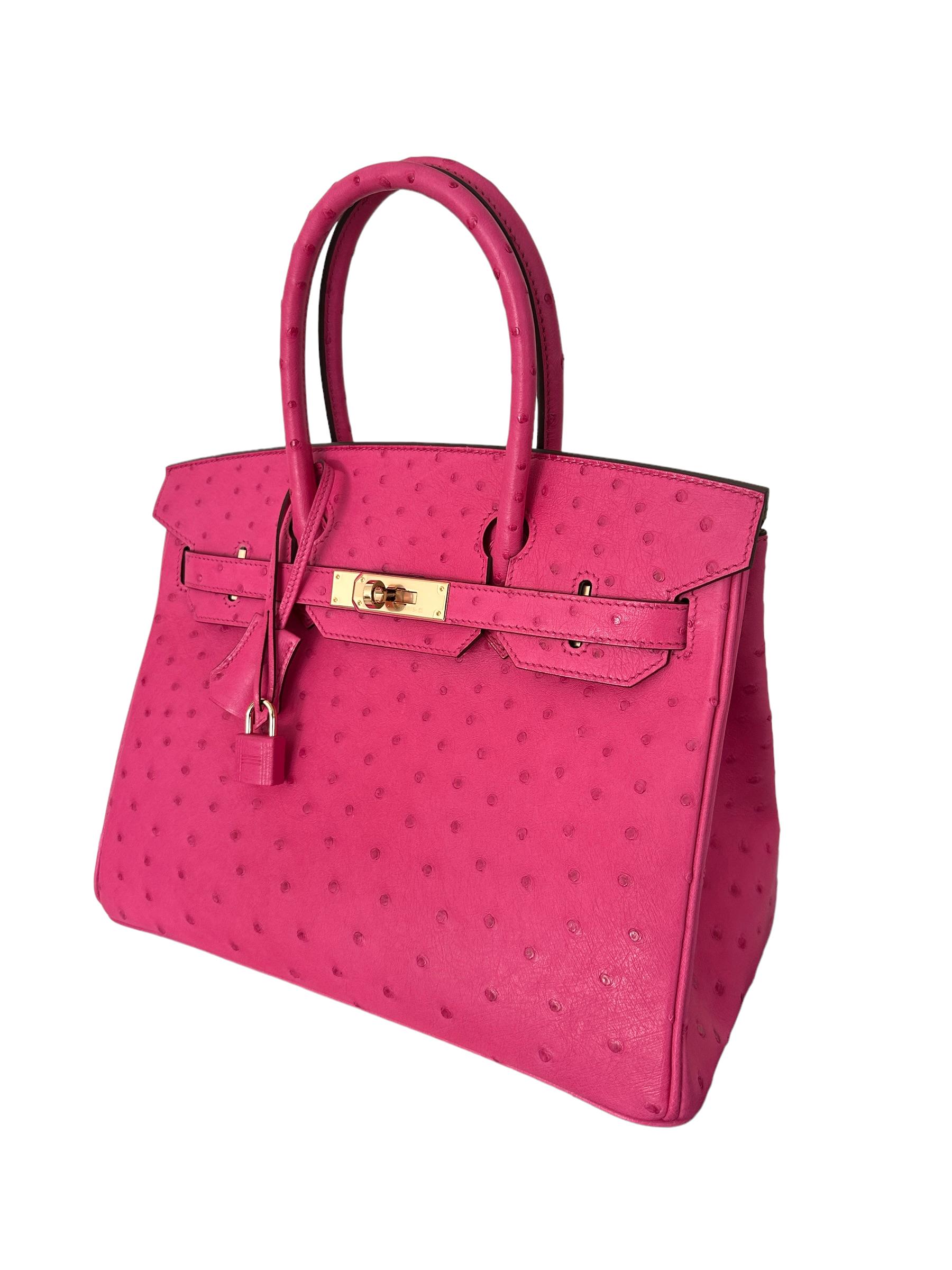 Hermes Birkin 30cm Rose Tyrien Pink Ostrich Rose Gold Horseshoe Special Order In New Condition In West Chester, PA