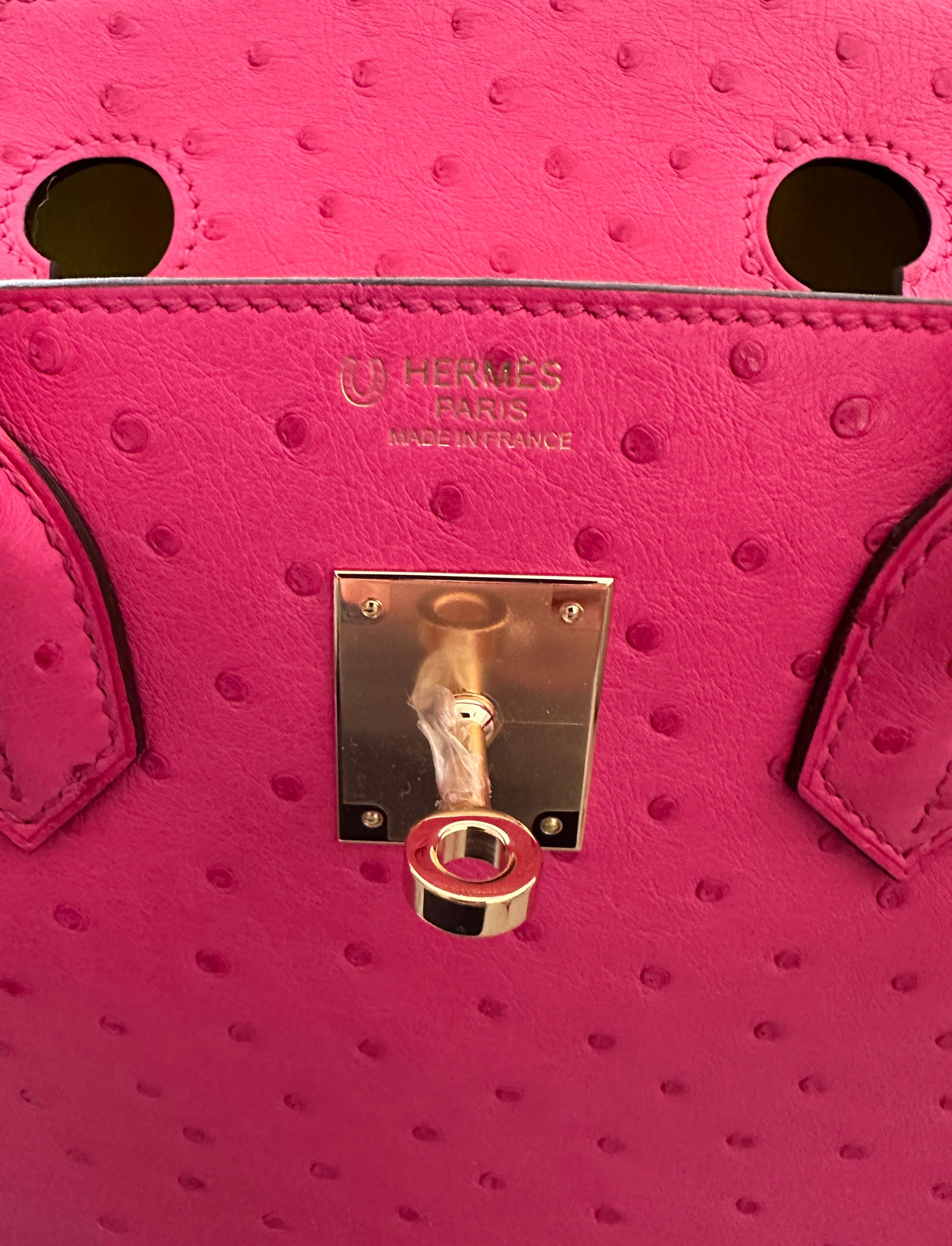 Hermes Birkin 30cm Rose Tyrien Pink Ostrich Rose Gold Horseshoe Special Order 2