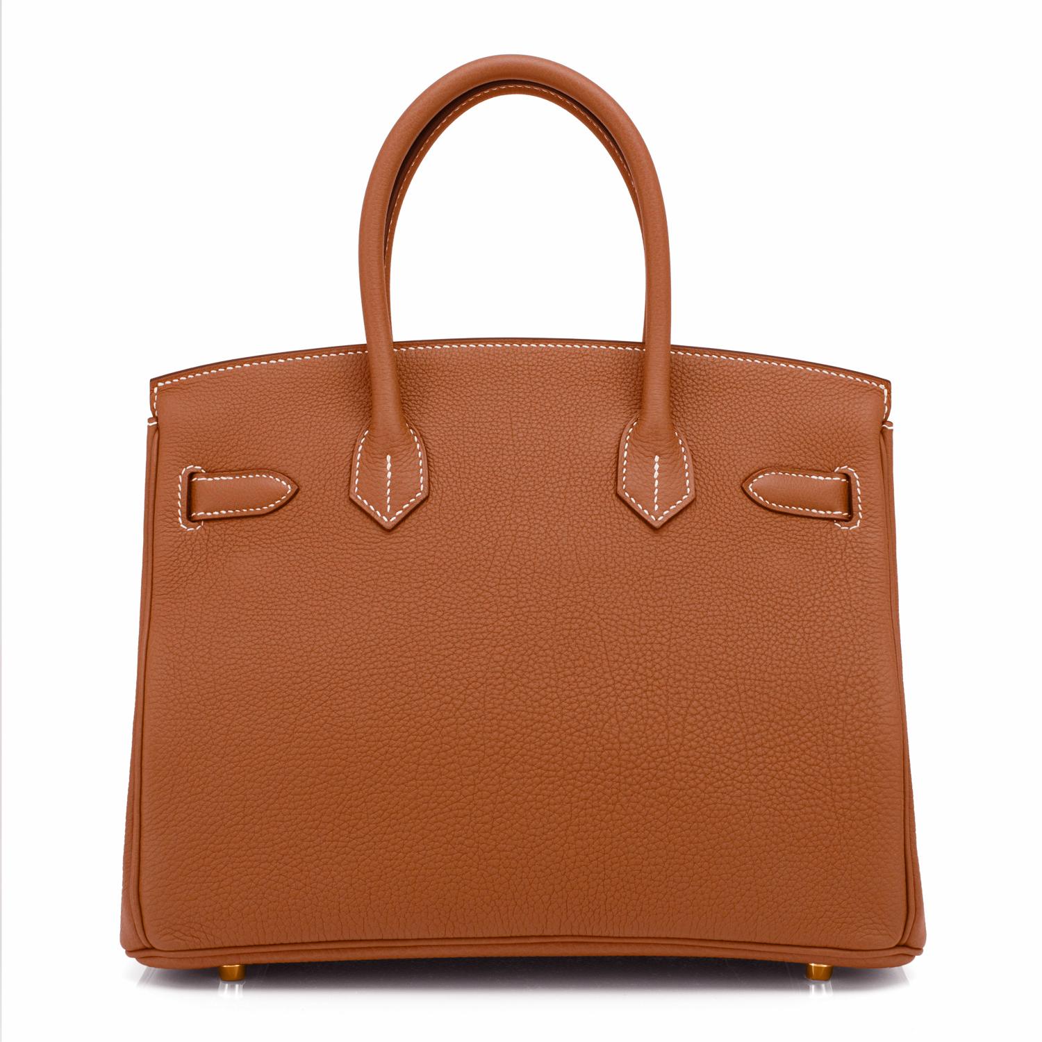 Hermes Birkin 30cm Or Camel Tan Togo Gold Hardware Sac NEW 3