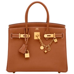 Hermes Birkin 30cm Gold Camel Tan Togo Gold Hardware Bag NEW